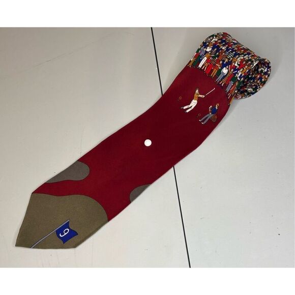 Vicky Davis Par 3 Golf Red Novelty Silk Necktie - Picture 3 of 6